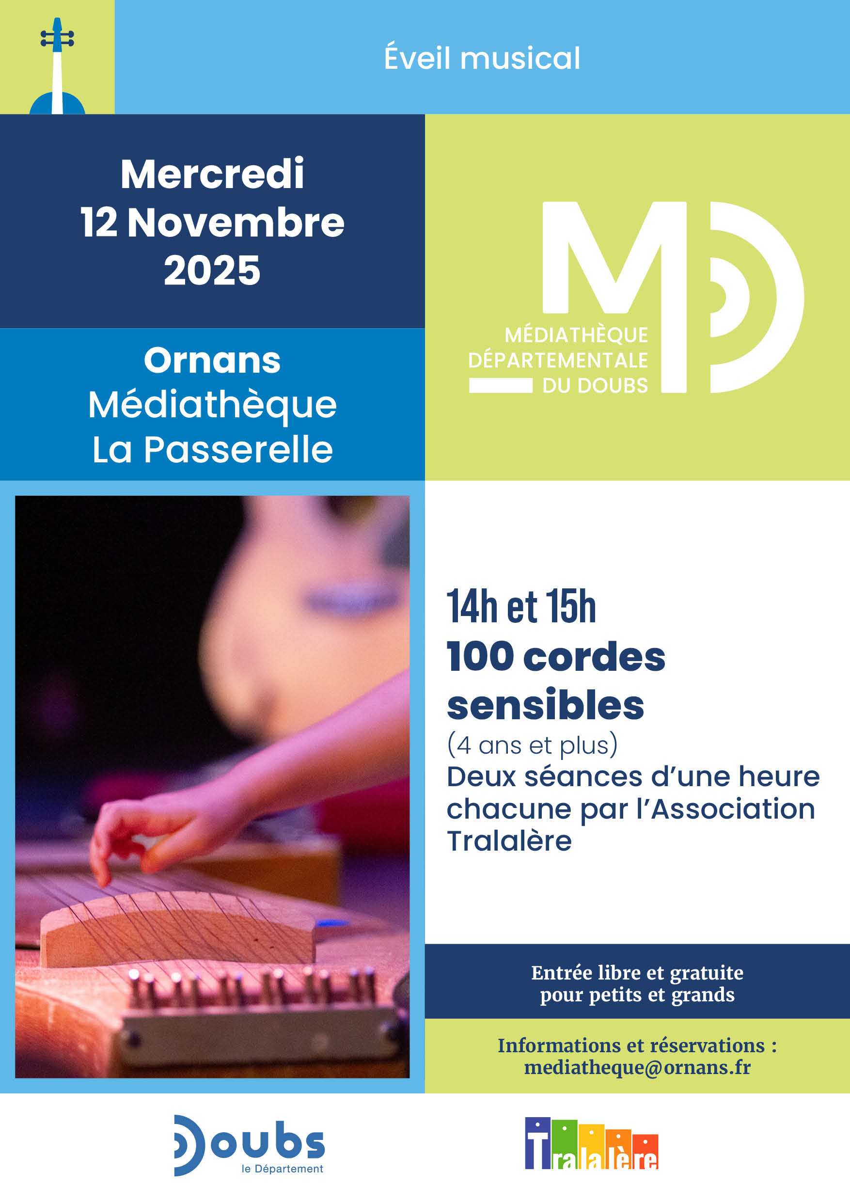 AFFICHE MEDIATHEQUE EVEIL SEPT 2025 JAN 202610 ORNANS